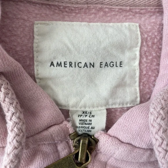 AEO Oversized Full Zip Hoodie Sweatshirt Blush Pink XS/Small - Picture 9 of 13